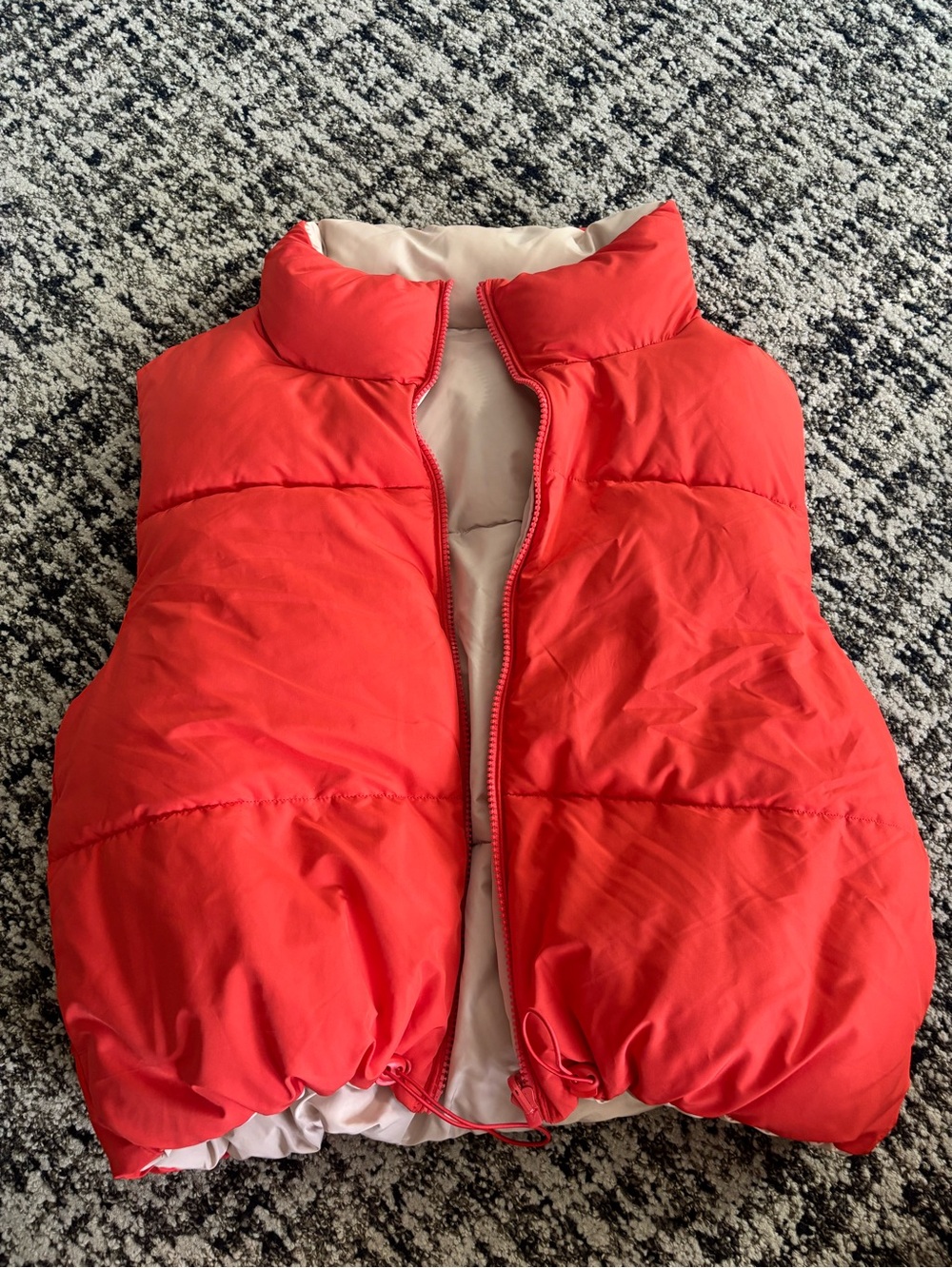 Reversible Orange and Cream Puffer Vest